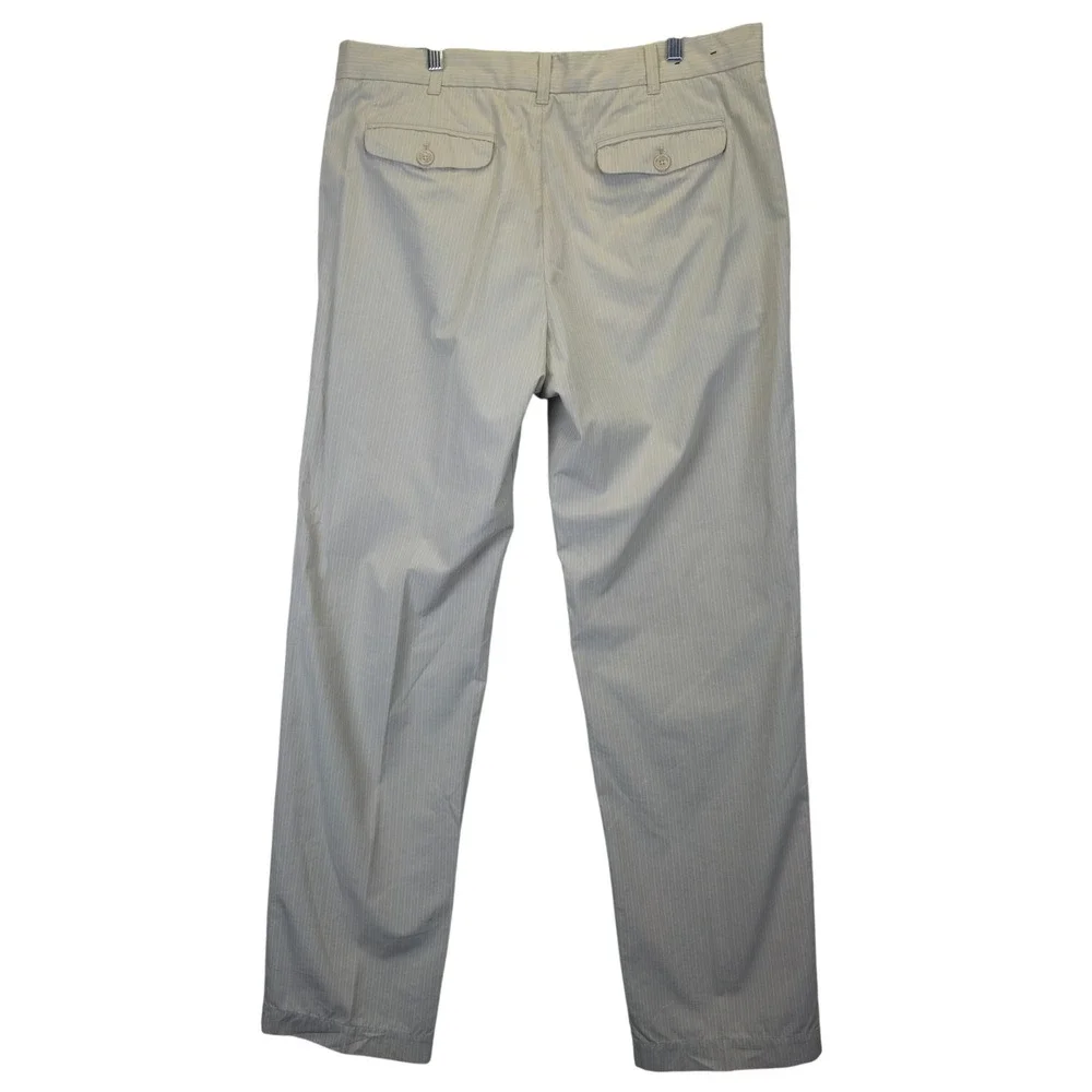 Banana Republic Mens Pin Stripe Flat Front Chino Pants 36X34‎ Khaki Preppy
